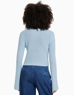 BERSHKA Jersey cuello redondo Azul Store