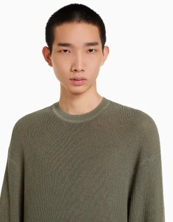 BERSHKA Jersey cuello redondo Verde Flash Sale