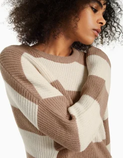 BERSHKA Jersey cuello redondo rayas Arena Best Sale