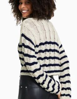 BERSHKA Jersey cuello redondo trenzas Azul Cheap