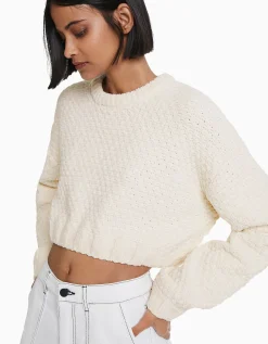 BERSHKA Jersey estructura chenilla Verde Shop