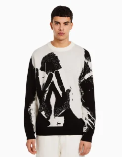 BERSHKA Jersey intarsia Negro Cheap