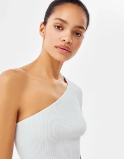 BERSHKA Jersey manga corta asimétrico Rosa Hot
