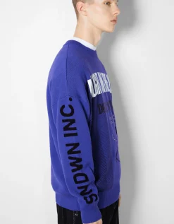 BERSHKA Jersey manga larga print Azul Hot