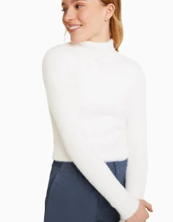 BERSHKA Jersey pelo cuello vuelto Blanco Flash Sale