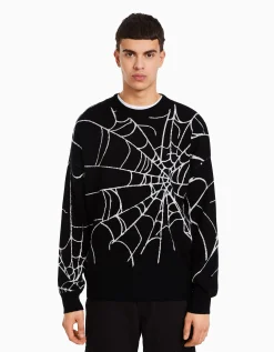 BERSHKA Jersey print Negro Sale