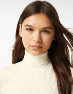 BERSHKA Jersey rib cuello alto Negro Online