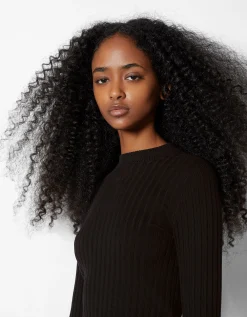 BERSHKA Jersey rib cuello alto Negro Best