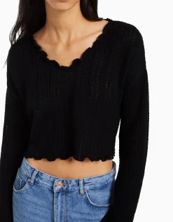 BERSHKA Jersey rústico Crudo Hot