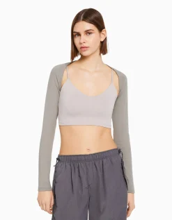 BERSHKA Manguitos básicos Rosa Clearance