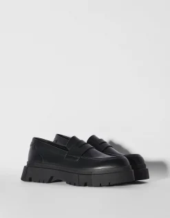 BERSHKA Mocasín suela track hombre Negro Cheap
