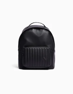 BERSHKA Mochila efecto piel Negro New