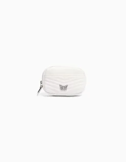 BERSHKA Monedero acolchado detalle Blanco Cheap