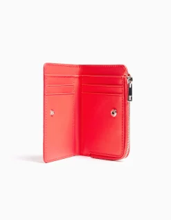 BERSHKA Monedero efecto charol grabado estampado animal Rojo Outlet