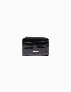 BERSHKA Monedero efecto charol grabado estampado animal Rojo Flash Sale