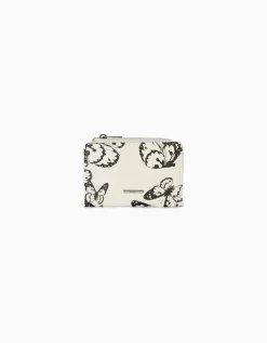 BERSHKA Monedero print mariposas Blanco Sale
