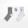 BERSHKA Pack 3 calcetines bordado Morado Discount