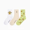 BERSHKA Pack 3 calcetines bordado Garfield Verde Fashion