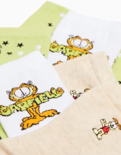 BERSHKA Pack 3 calcetines bordado Garfield Verde Fashion