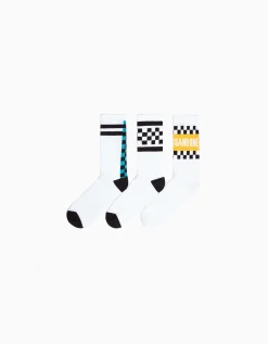 BERSHKA Pack 3 calcetines print damero Blanco Sale