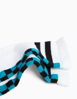 BERSHKA Pack 3 calcetines print damero Blanco Sale
