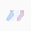 BERSHKA Pack 3 calcetines tobilleros bordado Blanco Fashion