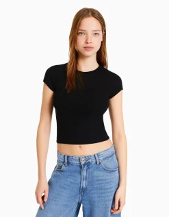 BERSHKA Pack 2 camisetas manga corta rib Multicolor Cheap