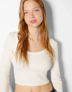BERSHKA Pack 2 camisetas manga larga textura rib Multicolor Best
