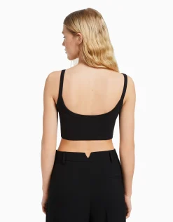 BERSHKA Pack 2 camisetas tirante ancho cropped Multicolor Fashion