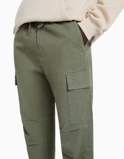 BERSHKA Pantalón cargo stoppers Kaki Cheap