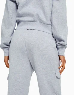 BERSHKA Pantalón felpa bolsillos Gris Best