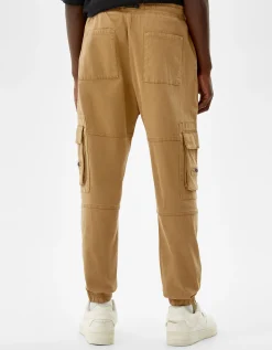 BERSHKA Pantalón jogger cargo Kaki Shop