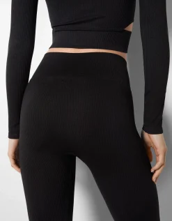 BERSHKA Pantalón legging seamless Negro Sale