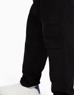 BERSHKA Pantalón loose algodón Negro Hot