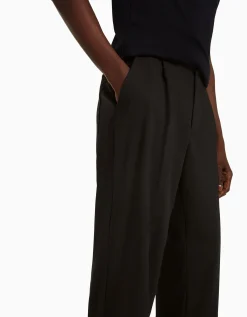 BERSHKA Pantalón sastrero semi jogger wide fit Negro Discount