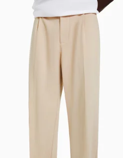 BERSHKA Pantalón sastrero semi jogger wide fit Negro Best Sale