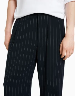 BERSHKA Pantalón tailoring rayas Marino Clearance
