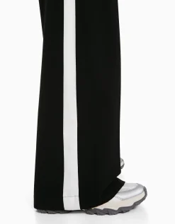 BERSHKA Pantalón tailoring wide leg banda lateral Negro Flash Sale