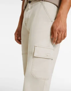 BERSHKA Pantalón wide cargo costuras contraste Azul oscuro Store
