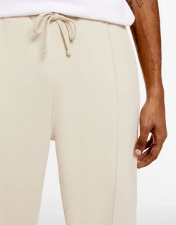 BERSHKA Pantalón wide leg Beige Cheap
