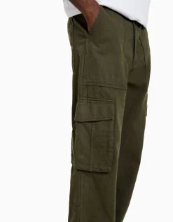 BERSHKA Pantalón wide leg cargo algodón Negro Cheap