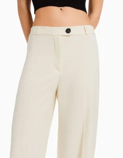 BERSHKA Pantalón wide leg tailoring trabillas Marino Outlet