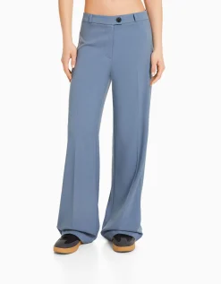 BERSHKA Pantalón wide leg tailoring trabillas Marino Cheap