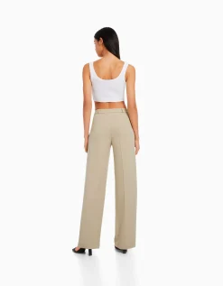 BERSHKA Pantalón wide leg tailoring trabillas Marino Clearance