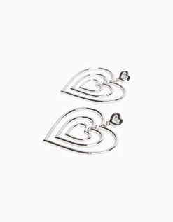 BERSHKA Pendientes corazones Plata Best Sale