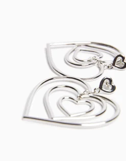 BERSHKA Pendientes corazones Plata Best Sale