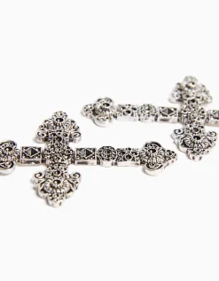 BERSHKA Pendientes cruz Plata Clearance