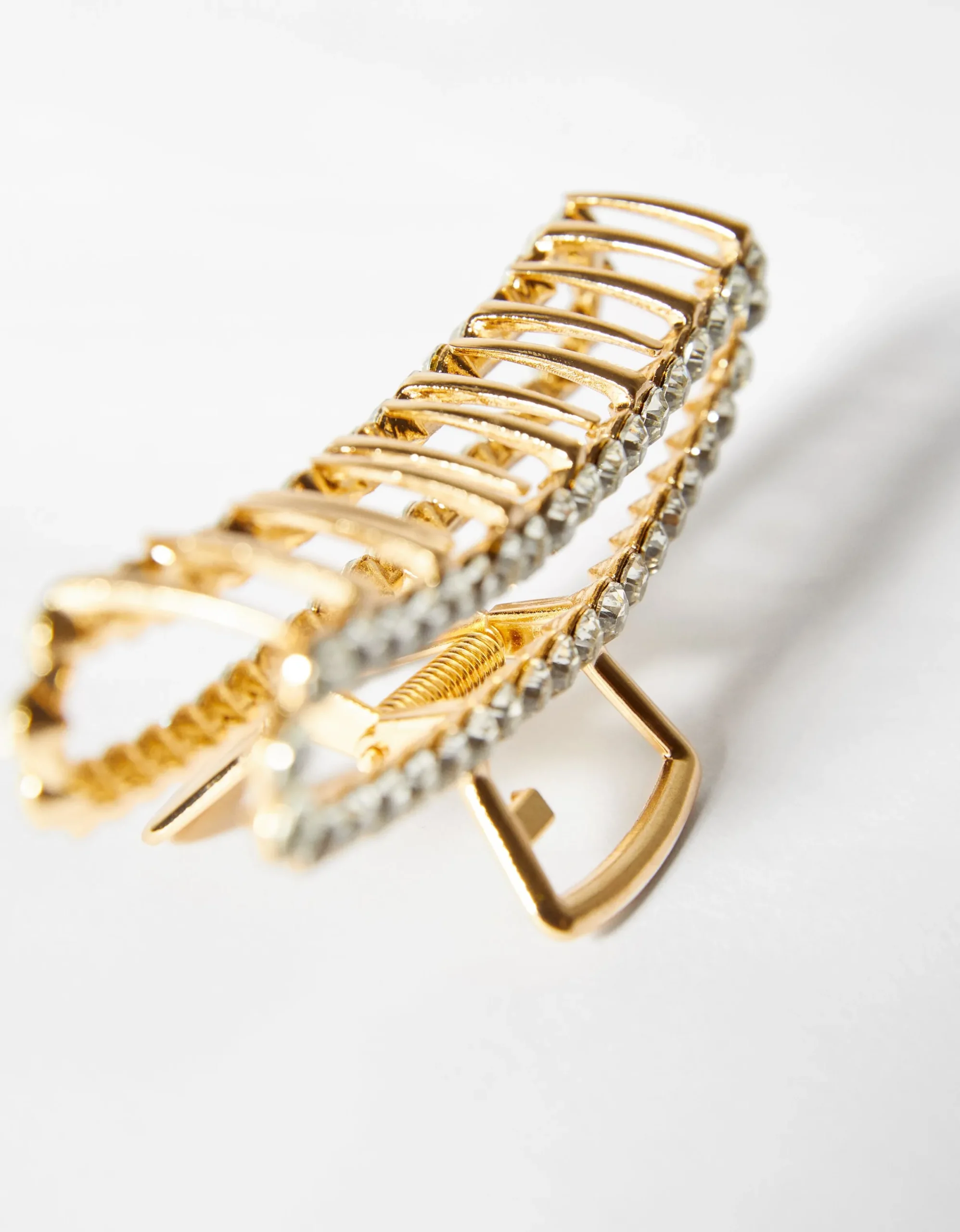 BERSHKA Pinza pelo metal pedrería Oro Discount