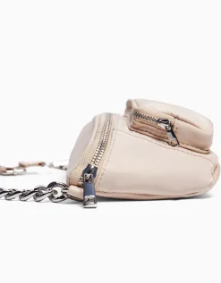 BERSHKA Riñonera tejido cremalleras Crudo Cheap