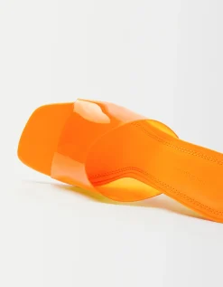 BERSHKA Sandalia cuña metacrilato Naranja Best